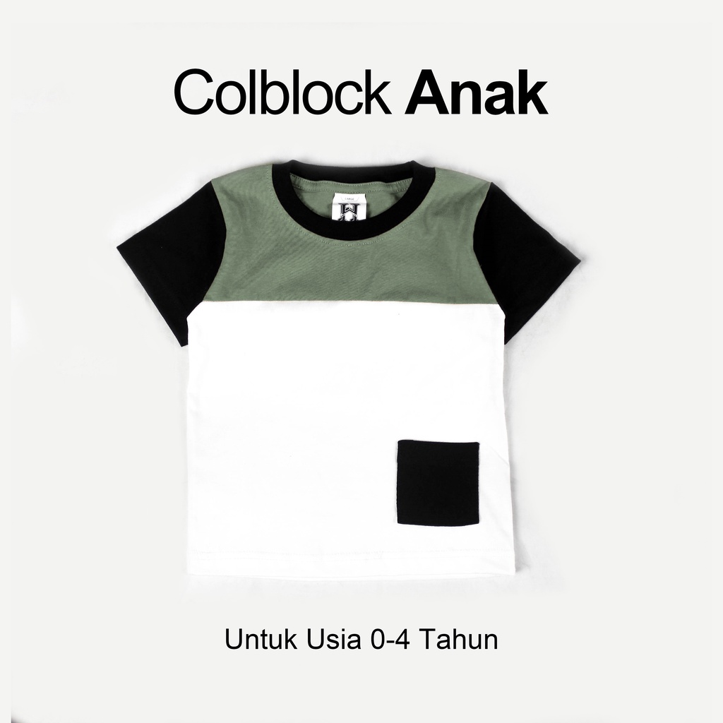 (2 Warna) Highwest Colblock T-Shirt Anak 0-4th Cotton Combed 24s