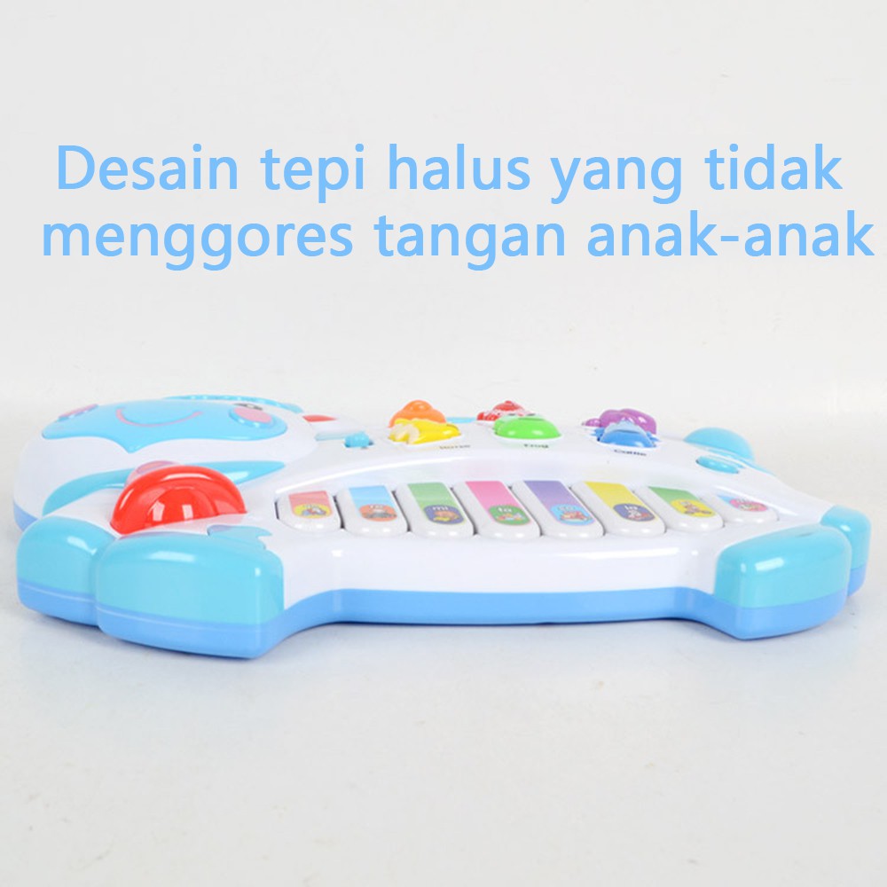 【Stok Baru】Mainan piano musik berbentuk kartun hewan dengan 16 not dan dapat bersinar