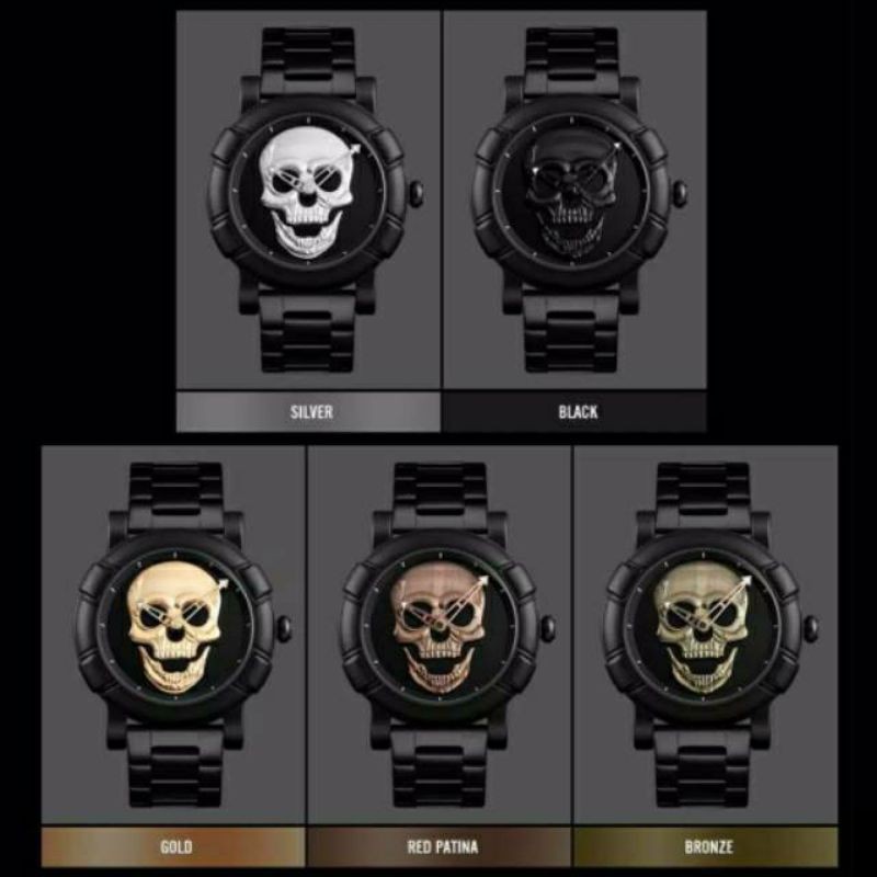 Jam Skmei 9178 original skull tengkorak bergaransi free GIFT box