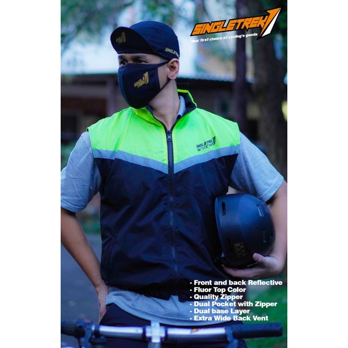 Rompi Sepeda Singletrek1 bahan Microfiber Rshorts Stabillo hitam