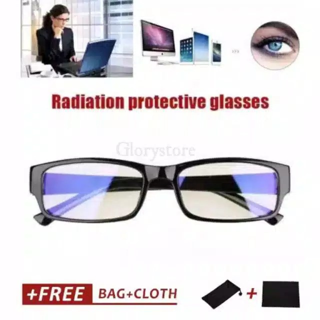 MURAH Kacamata Anti Radiasi Layar Gadged Komputer TV Anti Radiation Glasses Blue Lens + KAIN