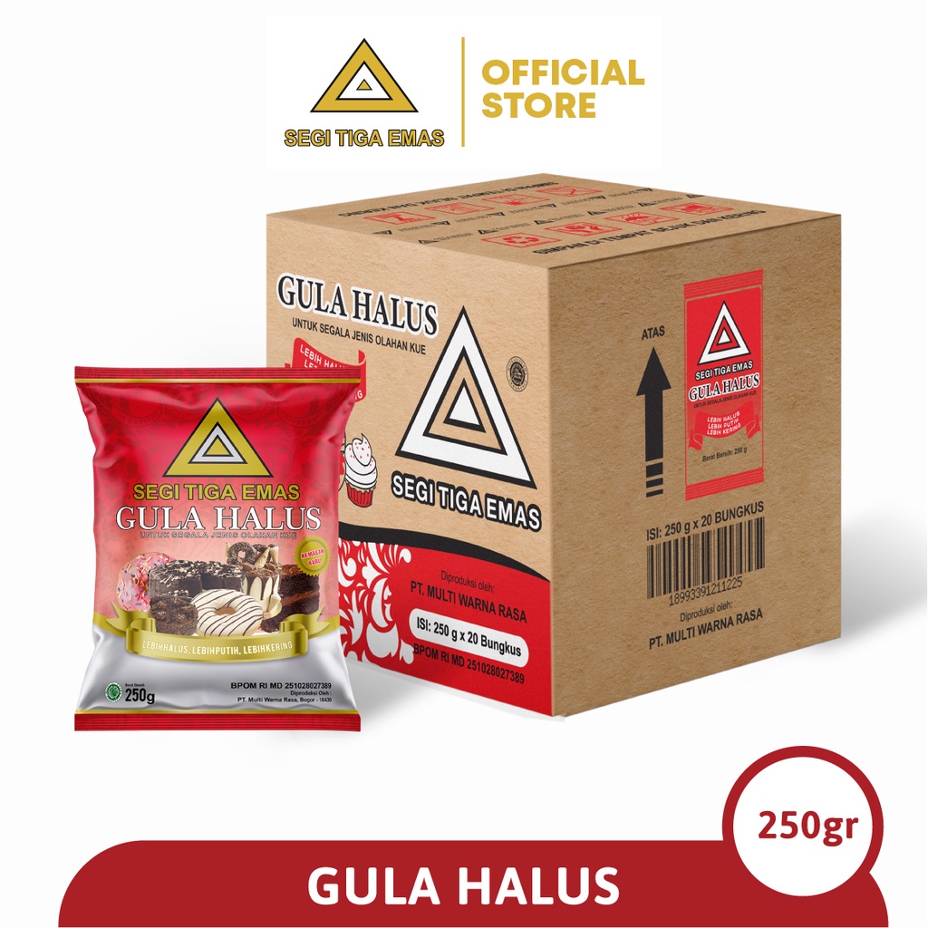 

Gula Halus Segi Tiga Emas 250gr x 20pcs
