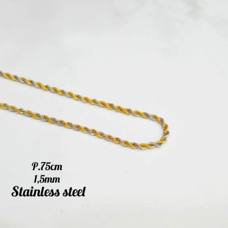 Kalung TITANIUM Tambang Kombinasi warna Anti Karat&amp;Anti Luntur perhiasan emas pria Korea trendy