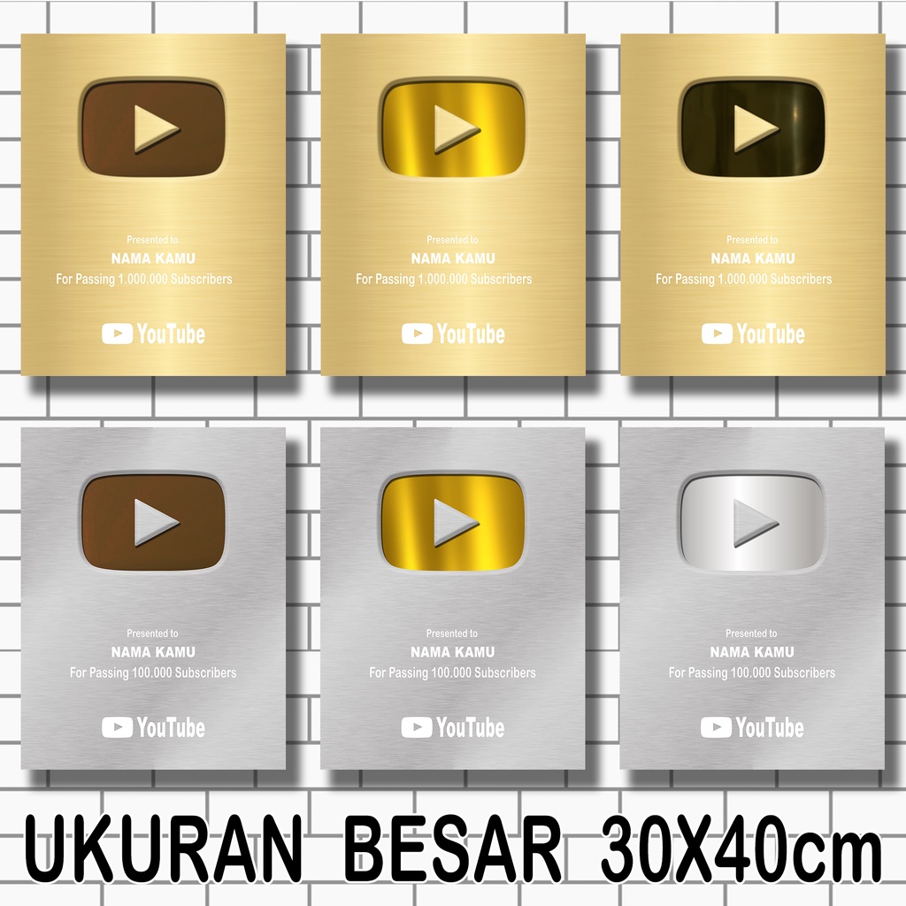 Play Button youtube besar, custom nama chanel sendiri