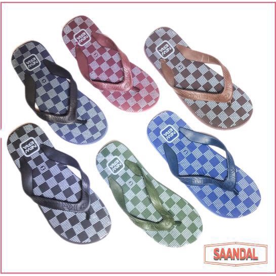 New Era Moris Motif Kotak Sandal Jepit Pria Wanita Anak (BISA ECERAN)