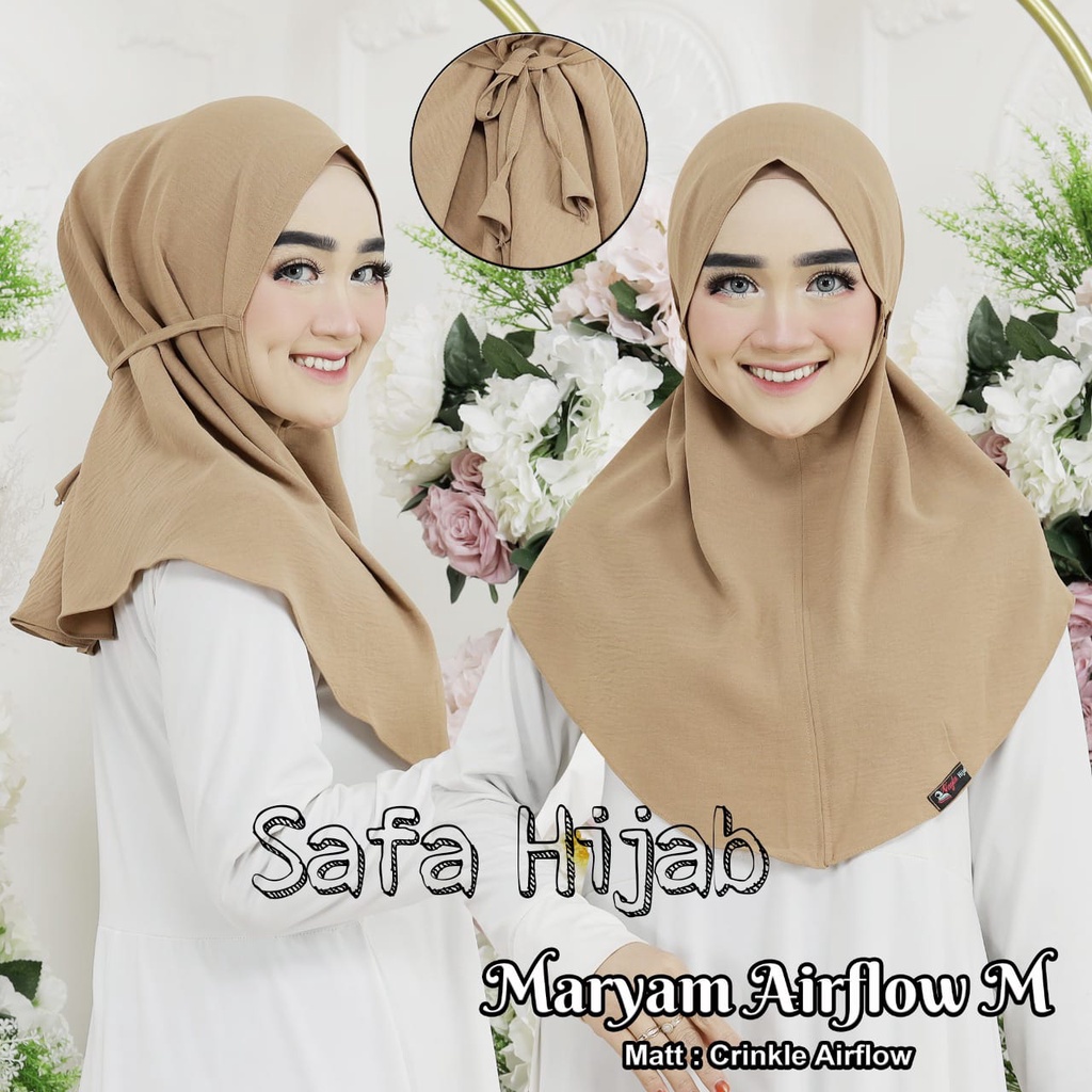 Bergo Maryam Air Flow Crinkle Khimar Airflow Crinkle premium M Hijab Instan Termurah SAFA Hijab