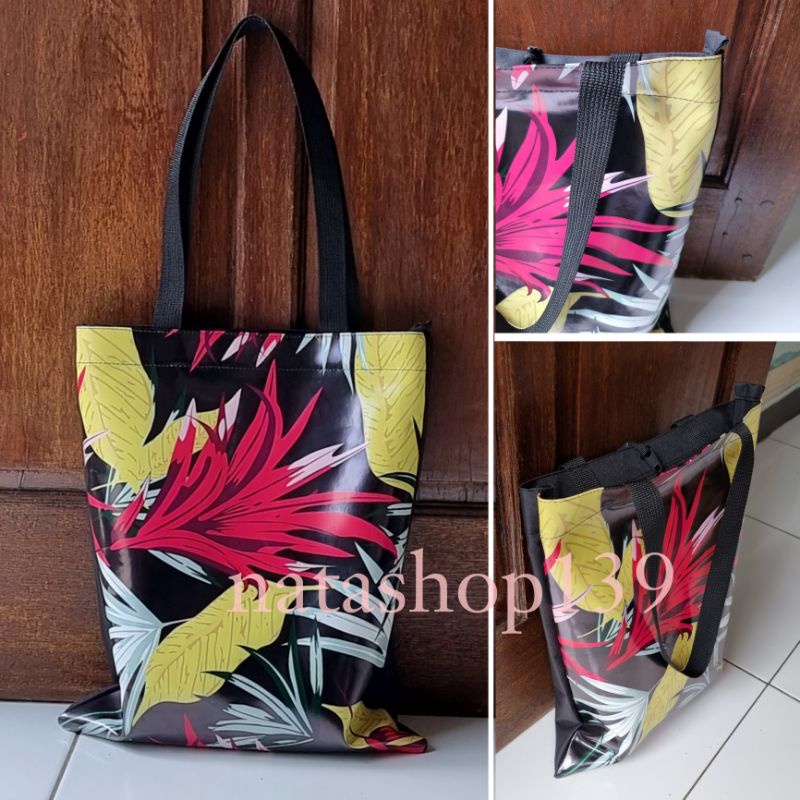 TOTE BAG Tas Jinjing Tas Bahu Motif Cantik Pakai Resleting Muat Laptop Tas Shopping Study Travel