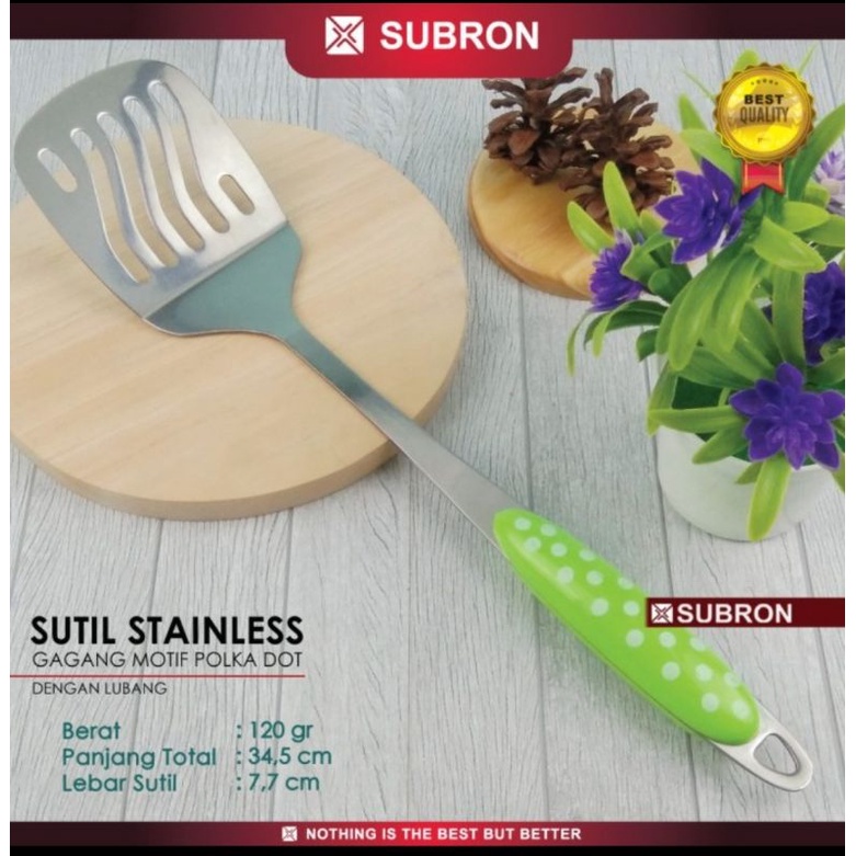 Sodet Sutil Lubang Stainless Steel Merk Subron Polkadot Panjang 34,5cm