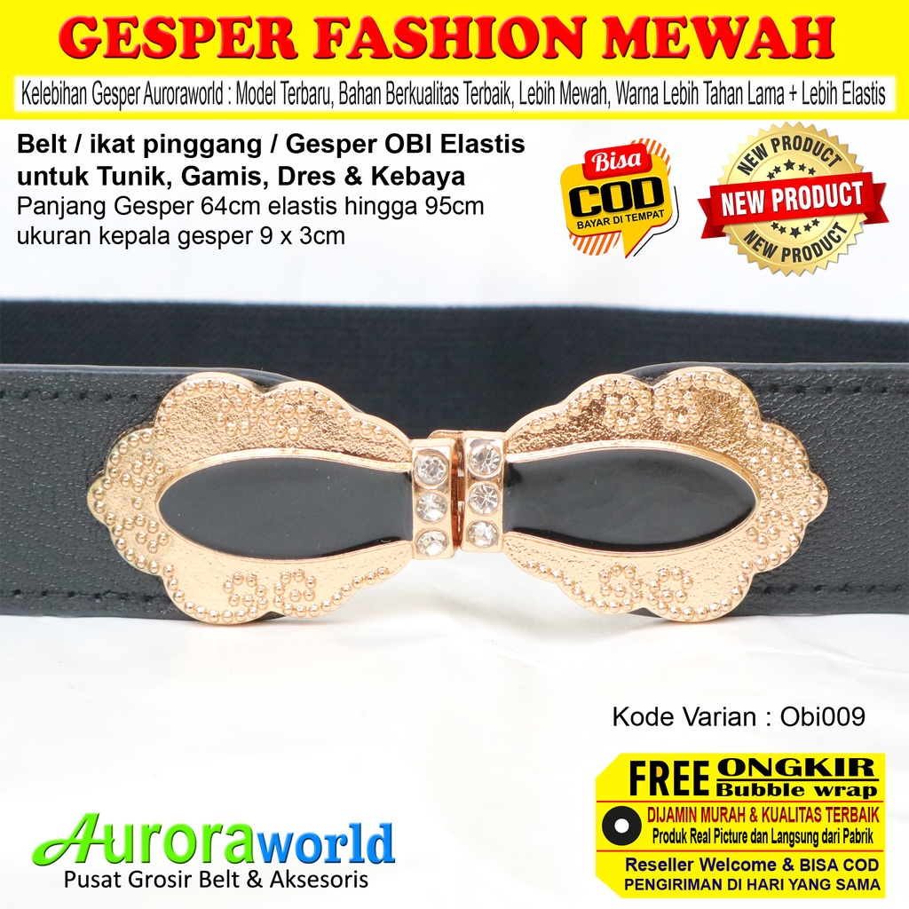 AURORAWORLD Belt OBI Gesper ikat Pinggang wanita elastis Sabuk Mewah Korea untuk Dress Tunik Gaun Terbaru bisa COD