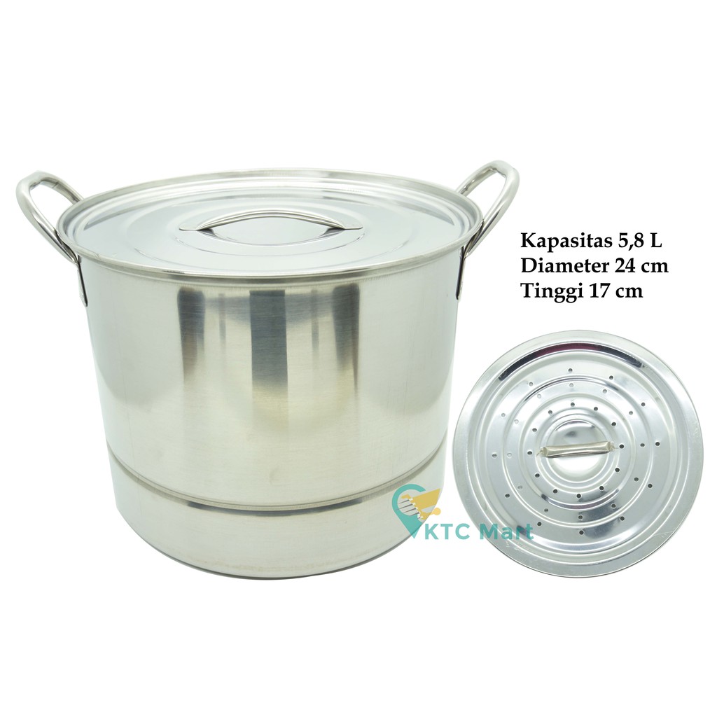 TAJIMA Panci Kukusan Stainless 24 cm TEBAL/ Dandang Masak/ Panci Sup