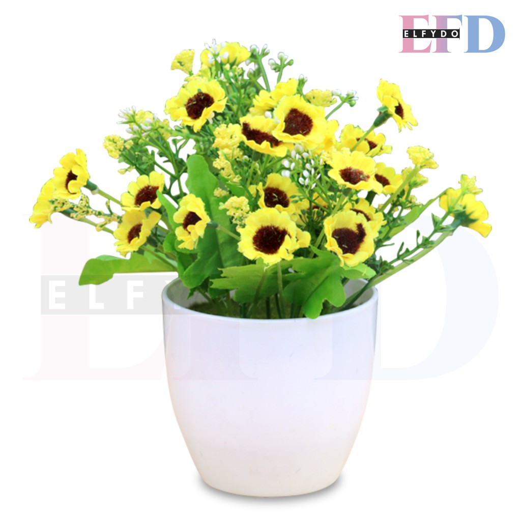 ELFYDO - PT22, PT23 Pot Tanaman Hias Bunga Mini Flower Matahari Mawar Hiasan Rumah