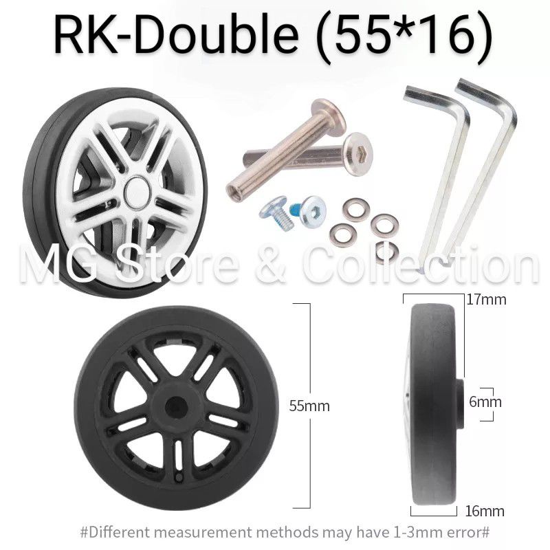 Roda Double Koper High Quality Part Roda Pengganti untuk Koper Navy Club and All Type | RKD (55*16)