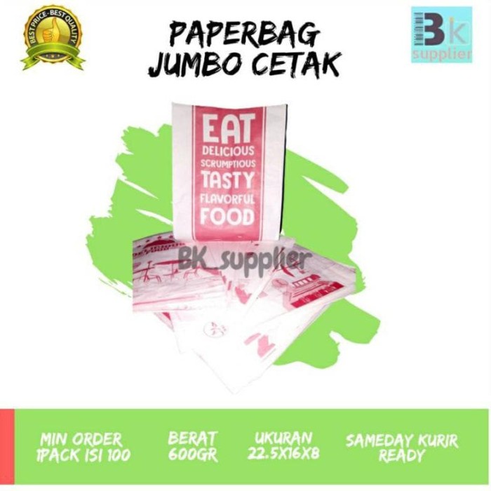 

(TERLARIS) [TERLARIS| PAPERBAG SNACK 100PCS / PAPERBAG JUMBO / PAPER BAG ROTI /