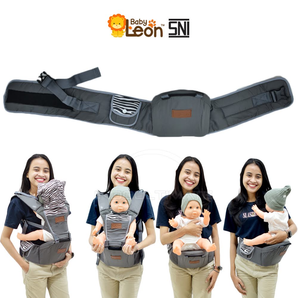 5in1 Way Gendongan Hipseat + Penutup Kepala BABY LEON Baby Carrier Gendongan Duduk Bayi BY-479 Gendongan Depan Geos Telinga Mickey motif zebra