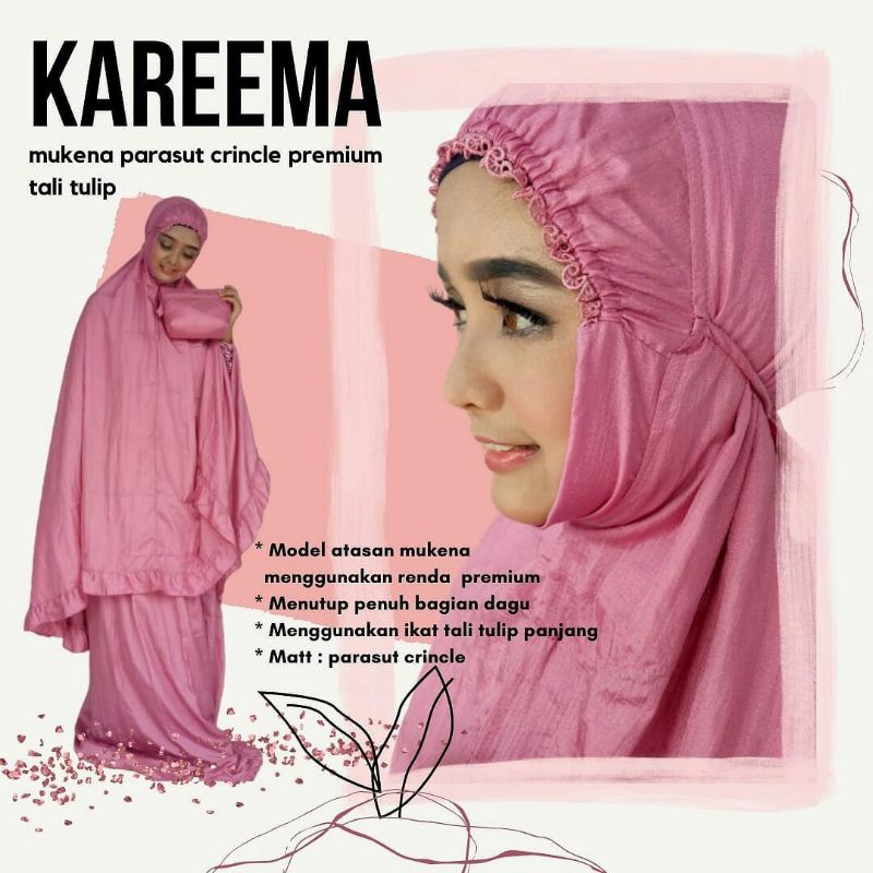 Mukena parasut (Kareema)/mukena parasut premium/mukena parasut crincle/mukena parasut travelling/muk