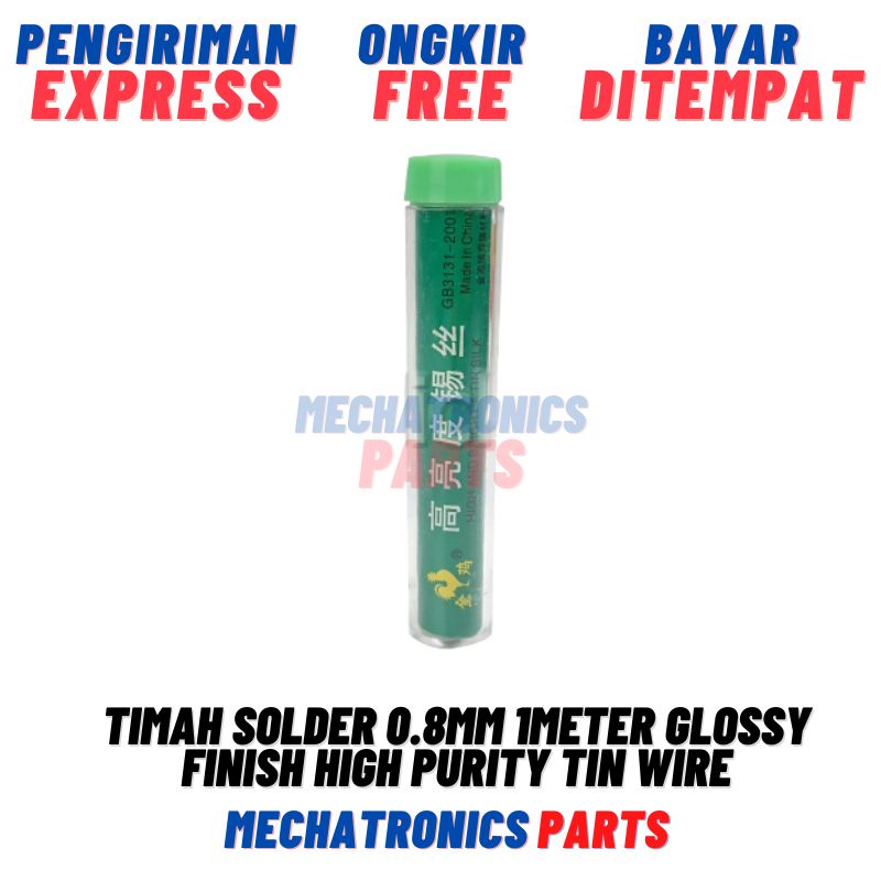 Timah Solder 0.8mm 1Meter Glossy Finish High Purity Tin Wire Hasil Kilap