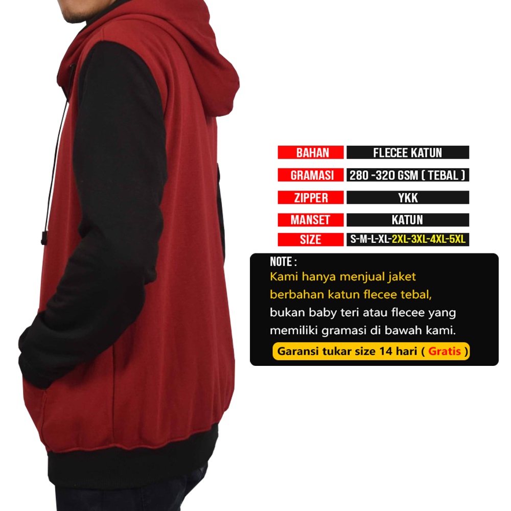 JAKET Polos Big Size M L XXL XXXL XXXXL XXXXXL merah hitam