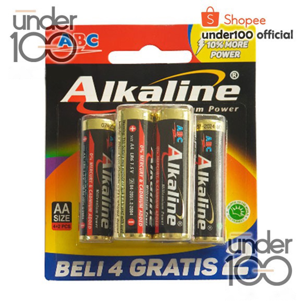 ❤ Under100 ❤ ABC Alkaline Baterai AA | AAA  Beli 4 Gratis 2 Millennium Power SNI