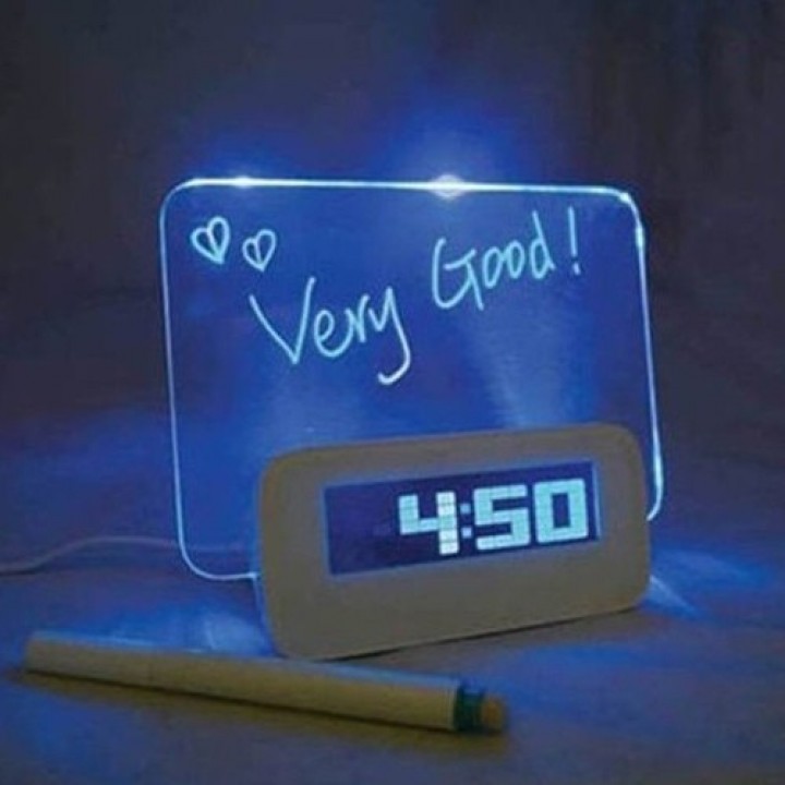 Digital Clock Alarm LED Memo Board Jam Weker Papan Lampu Tulis Gambar