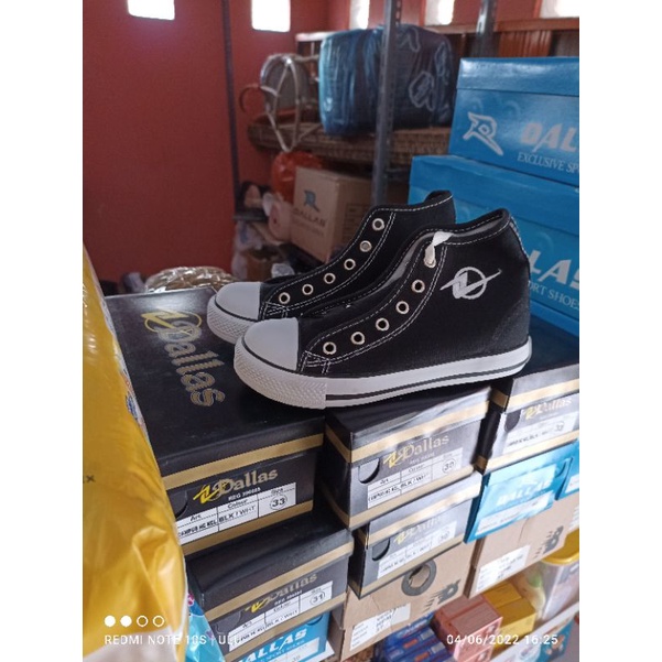 Dallas Campus Sepatu Sekolah SD Tinggi Hitam Putih