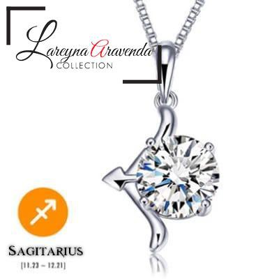 Kalung Titanium + Liontin Wanita Model Zodiak Kristal Crystal Swarovski KLZDK