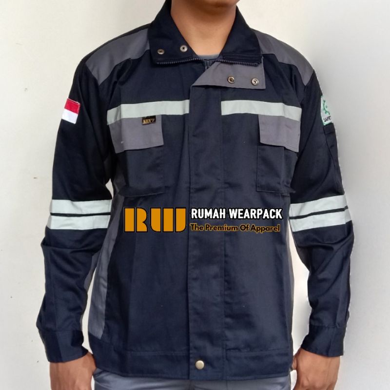 Semi Jacket Safety Baju Safety Wearpack Jaket Safety Atasan Navy Abu Tua