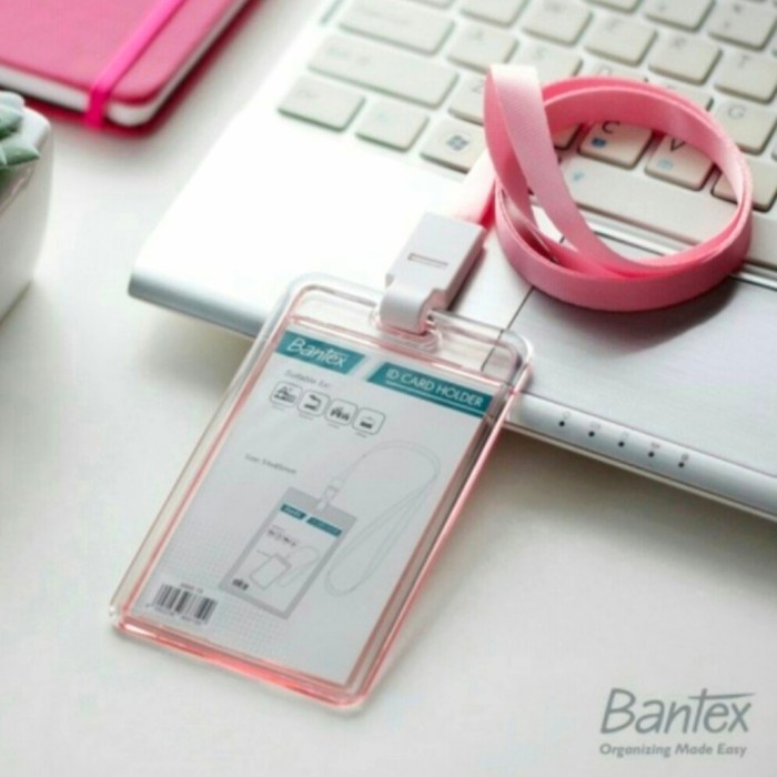 

ID Card Holder Lanyard Potrait Transparant BANTEX - Pink