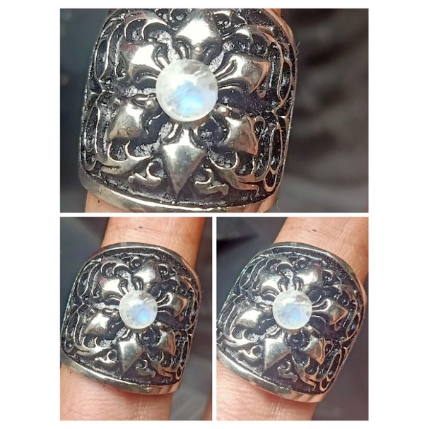 natural Biduri bulan ring metal