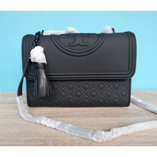 Tas Tory Burch Fleming Matte Black 27cm