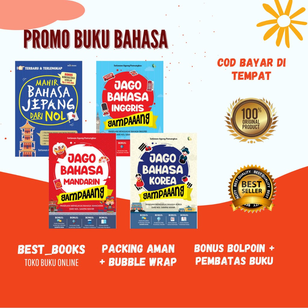 PROMO BUKU BELAJAR BAHASA INGGRIS,JEPANG,MANDARIN,KOREA GAMPANG