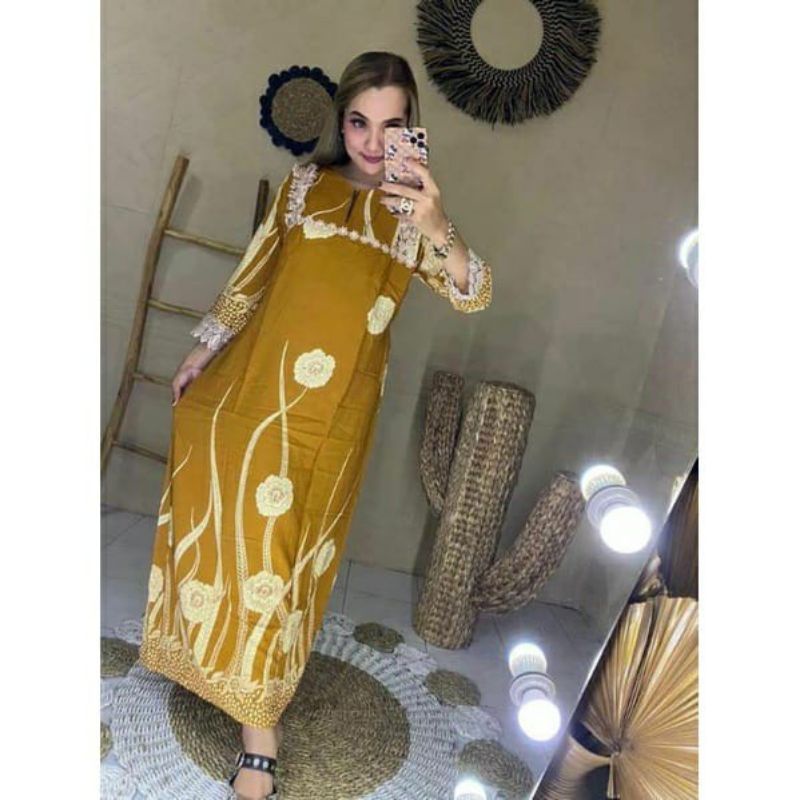 LONGDRESS RENDA ARAB MIX BURKAT BROKAT MOTIF BUNGA