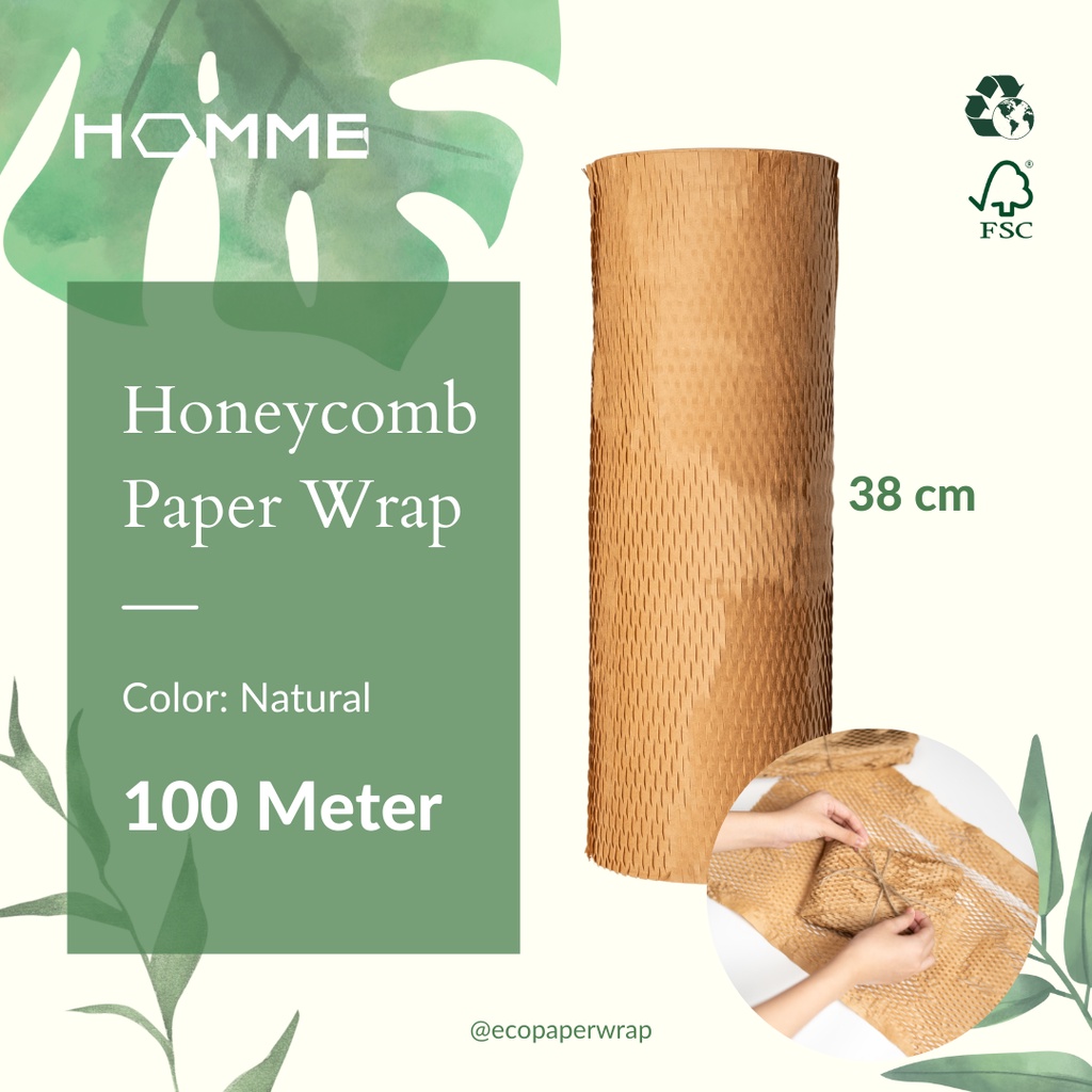 

[100 Meter] 38 cm HOMME Ecofriendly Honeycomb Paper wrap Bubblewrap Kertas