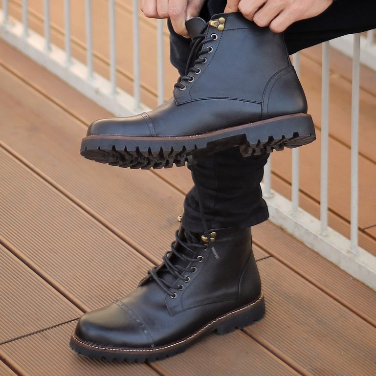 Arpegio Black | Sepatu Boots Kulit Asli Safety Boot Vintage Klasik Besi Original Ori | FORIND x Reyl