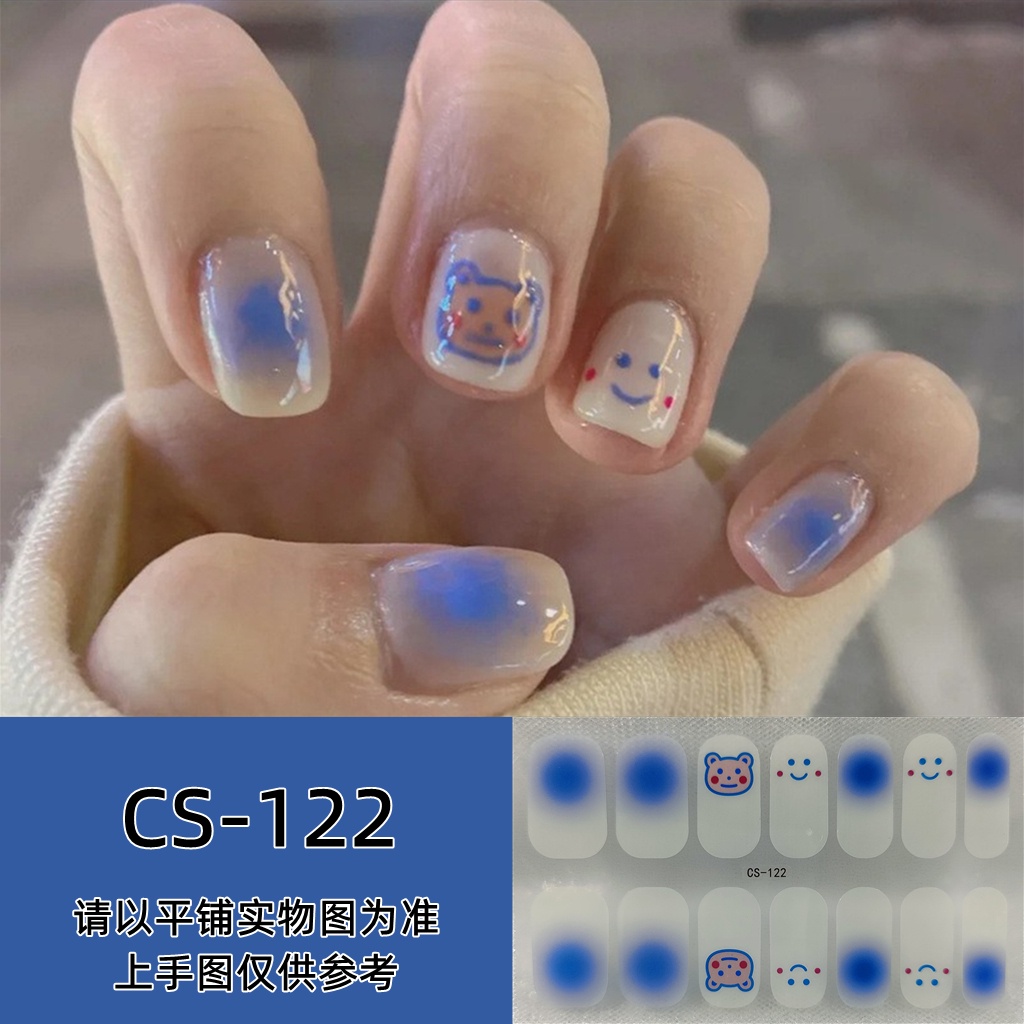 14pcs / Set Stiker Kuku Motif Kartun Warna Gradasi Anti Air / Racun Untuk Nail Art / Manicure DIY