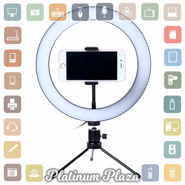 Lacyfans Lampu Halo Ring Light LED Selfie 120 LED 10 Inch with Smartphone Holder + Mi`2RMDMK-- Black