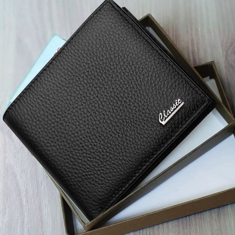 8.8 SUPER SALE! CLASSIC Dompet Fashion Pria 5 Inchi C500 Dompet Kulit PU Leather Original - Black