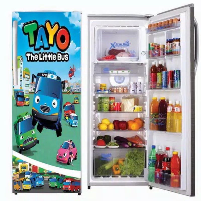 stiker kulkas 2 pintu motif tayo