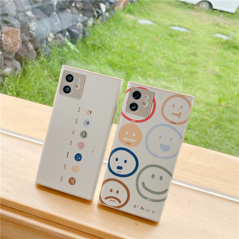 Casing Ponsel Emoticon Smiley Cangkang Lurus IPhone 11 12promax Cute iPhone Case 7 Mile 8Plus SE X All-Inclusive XS Drop Protection XR XSMAX 11promax 12 12promax