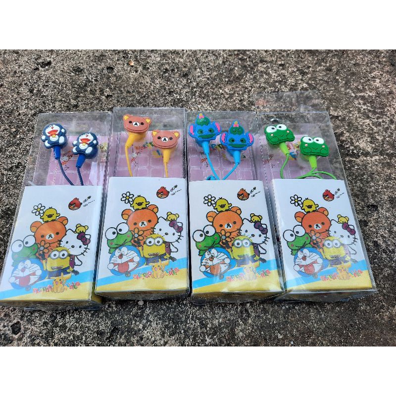 Headset Karakter Lucu Doraemon Earphone gambar Hello kitty