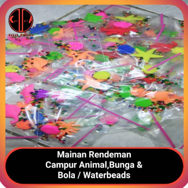 Water Beads / Mainan Rendeman Campur Animal dan Bunga / Waterbeads Animal / Mainan Jadul