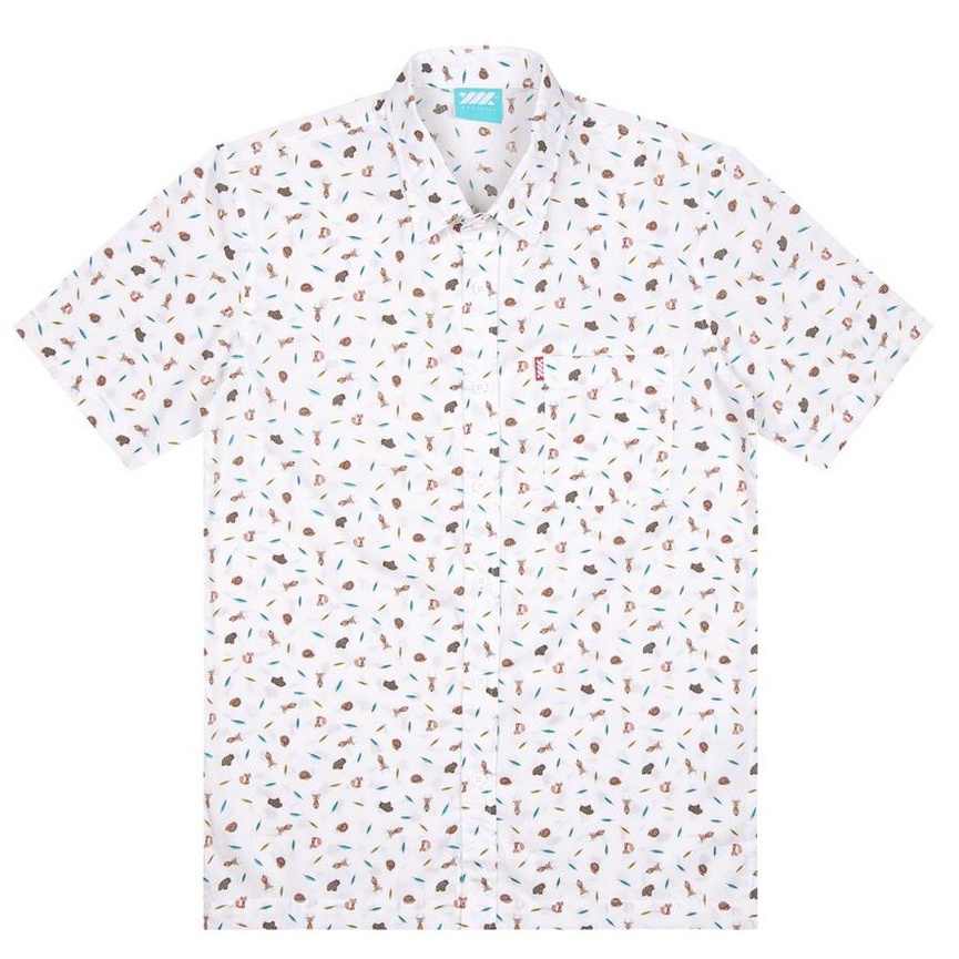 Wadezig - Kemeja pendek - code ''Wildwood White'' - 100% Original