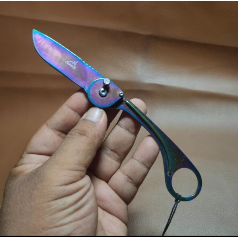 PISAU LIPAT SAKU POCKET MINI NEWGERBER PELANGI SURVIVAL KIT CAMPING GUNUNG BERBURU DAPUR MILITER KAL