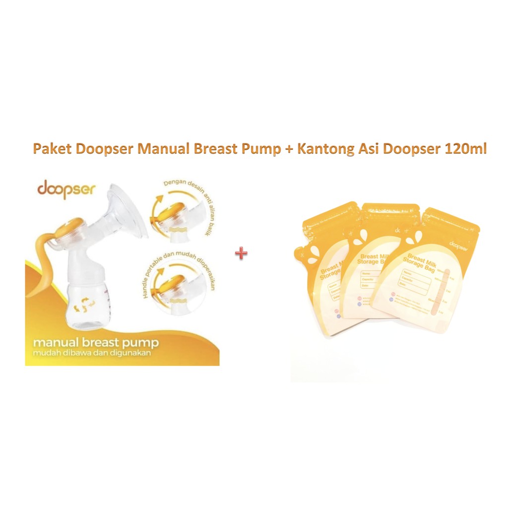 PD01 Paket DOOPSER Manual Breast Pump Pompa Asi + kantong asi Doopser 120ml