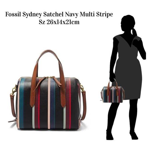 fossil sydney satchel navy multi