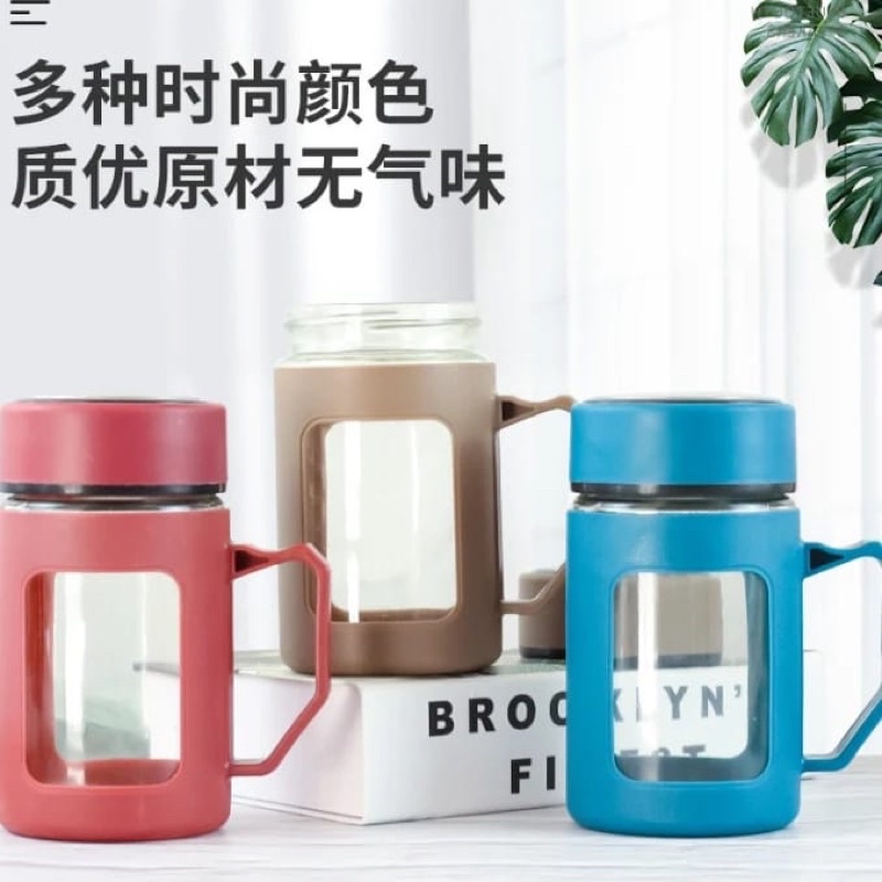 Mug Jar Gelas Kaca Tumbler Glass Botol Minum Air Panas Dingin Termos My Bottle