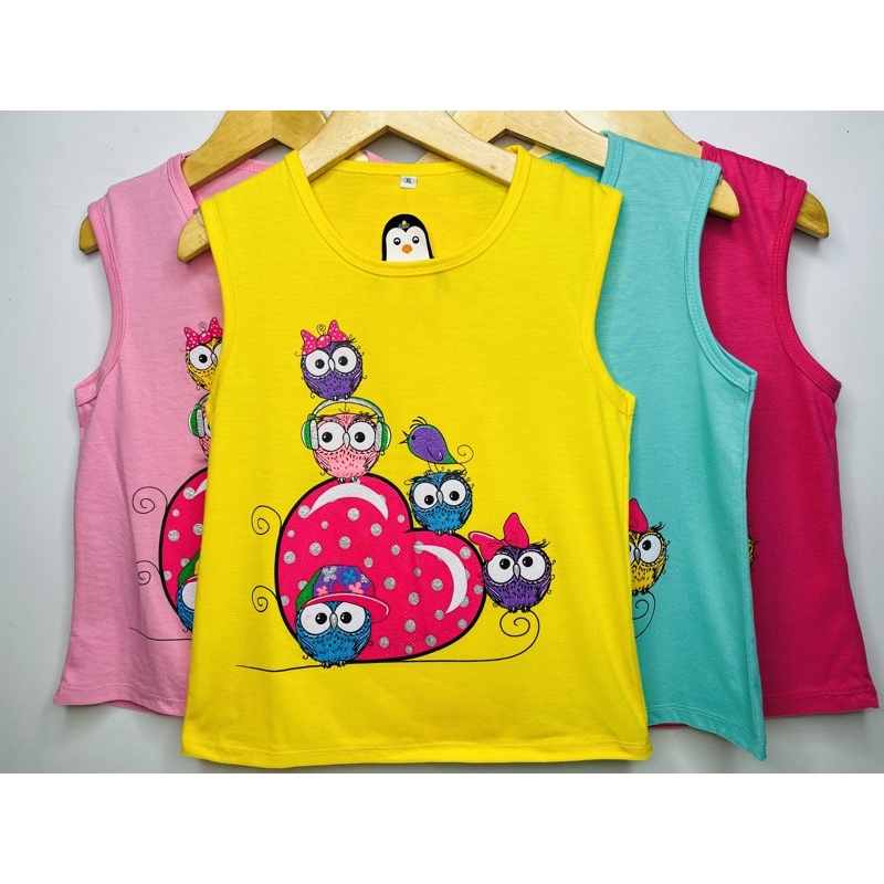 Singlet anak perempuan-singlet owl love 1-10 tahun