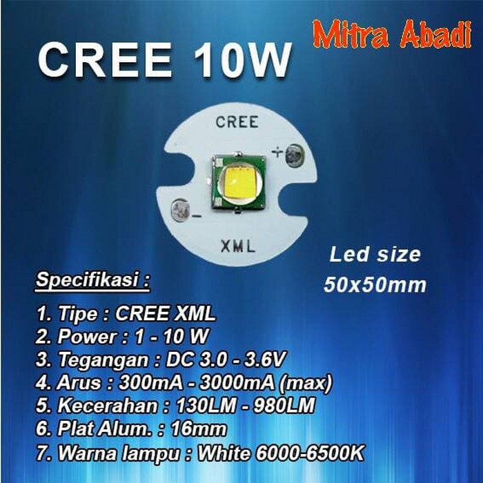 HPL CREE 10W Putih/White XML Diameter 16 mm
