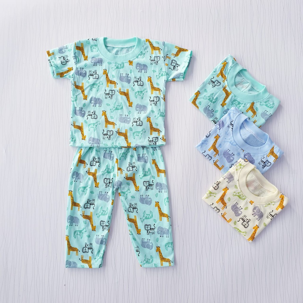 piyama anak celana panjang lengan pendek motif lucu untuk bayi unisex cewe cowo