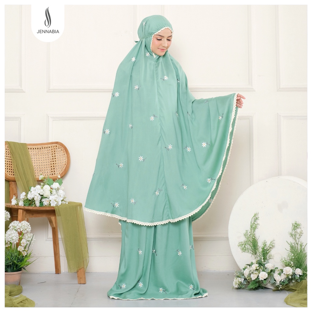 JENNABIA - Mukena Dewasa Rayon Premium Bordir Cantik Floral Daisy