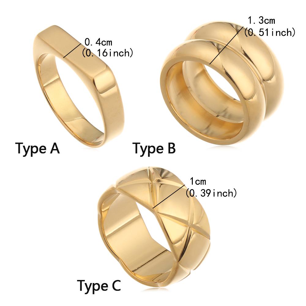 Lily Chunky Ring Jari Pernikahan Fashion Emas Tebal Stack Rings Geometris